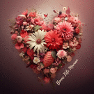 Cœur floral vibrant pour célébrer maman